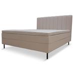 boxspring velours stof taupe 200x100cm Direct leverbaar, Ophalen, 180 cm, 200 cm, Nieuw