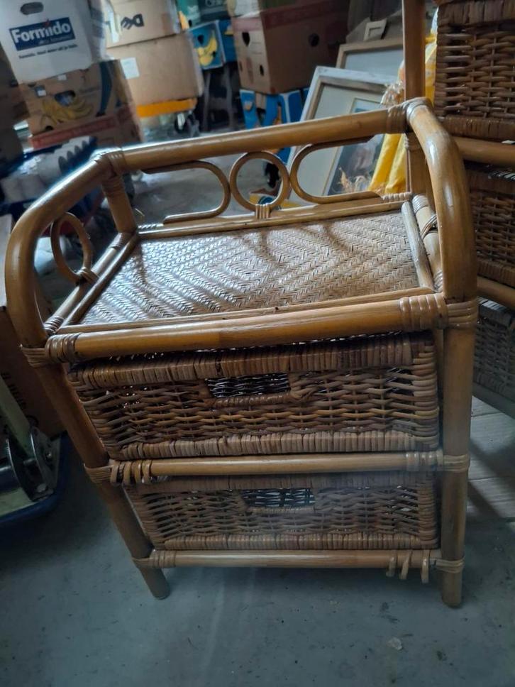 Rotan Nachtkastje met 2 Laden, Huis en Inrichting, Kasten | Ladekasten, Gebruikt, Minder dan 100 cm, Minder dan 50 cm, 25 tot 50 cm