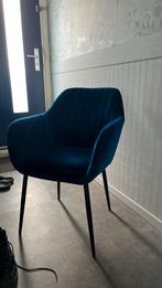 Blauw koningsblauw fluweel zwarte poot, Huis en Inrichting, Stoelen, Gebruikt, Blauw, Ophalen of Verzenden, Eén