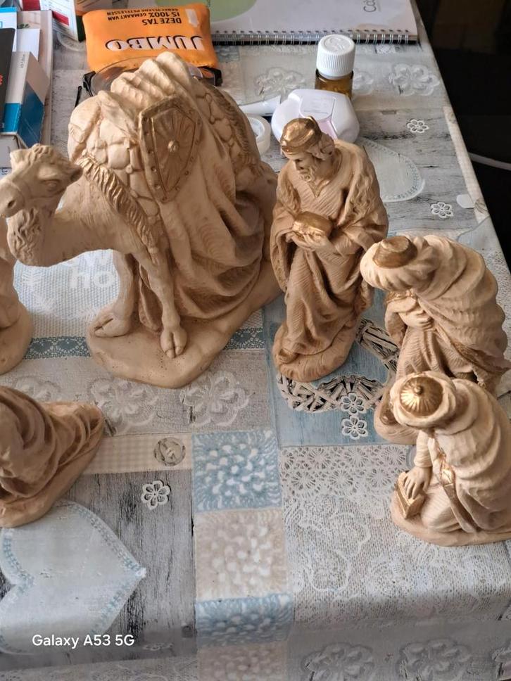 Prachtige zware 14-delige Kerstgroep. In zeer mooie staat., Antiek en Kunst, Antiek | Religie, Ophalen of Verzenden