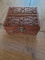 Eikenhouten Kistje met Snijwerk, Huis en Inrichting, Ophalen, Minder dan 50 cm, Gebruikt, Eikenhout