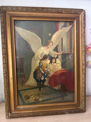 Antieke Schilderij Engel met Kinderen beschikbaar voor biedingen