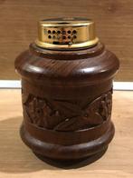 Houten Tafelaansteker gegraveerd met bloemmotief, Antiek en Kunst, Ophalen of Verzenden