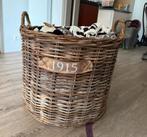 Grote rieten mand / houtmand / dekenmand 65cm, Huis en Inrichting, Ophalen, Gebruikt, Mand, Rond