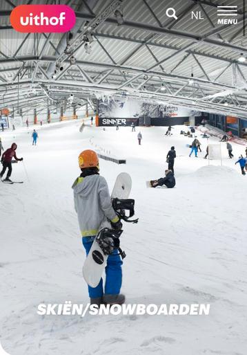 1 ticket voor 2 uur skiën/snowboarden Uithof Den Haag