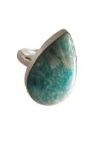 zilveren Ring met amazoniet,, Sieraden, Tassen en Uiterlijk, Ringen, 18 tot 19, Overige kleuren, Verzenden, Nieuw
