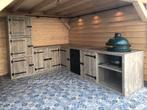 Buitenkeuken steigerhout l vorm kamado overkapping koelkast, Ophalen of Verzenden, Nieuw, Houtskool, Vrijstaand