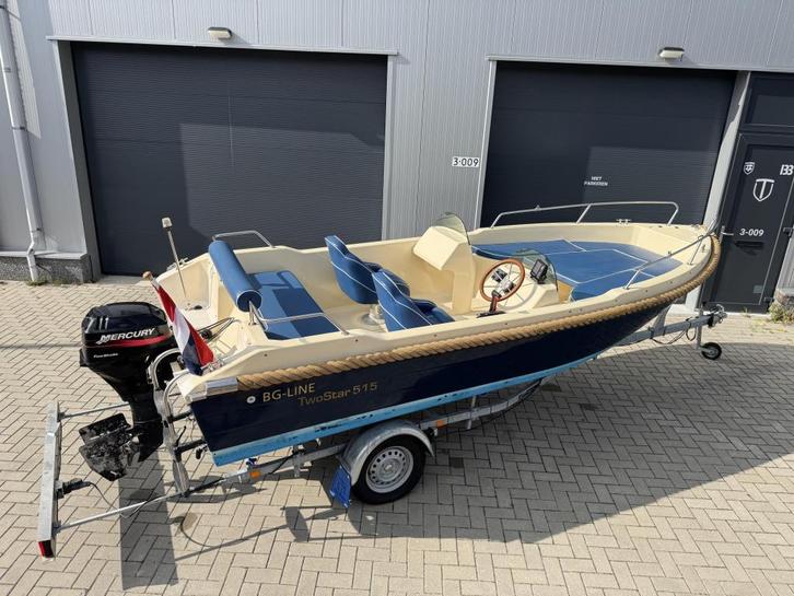 Nette TWO-Star 515 Sloep Compleet incl. Mercury 9,9PK 4-takt, Watersport en Boten, Sloepen, Gebruikt, Tot 10 pk, 3 tot 6 meter