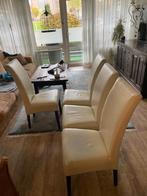 4 eetkamerstoelen met hoge rug, Huis en Inrichting, Stoelen, Ophalen, Gebruikt, Wit, Hout