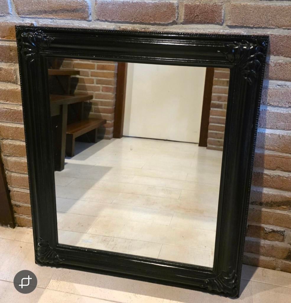 Spiegel Xenos zwart 64 breed x 74 hoog., Ophalen, Rechthoekig, 50 tot 75 cm, Minder dan 100 cm