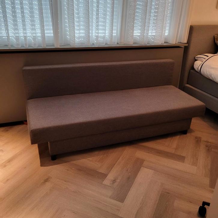 Slaapbank - 190x130 cm donker grijs met opbergruimte, Huis en Inrichting, Slaapkamer | Slaapbanken, 190 cm of minder, Grijs, Ophalen