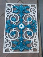 Gietijzeren Voetrooster / Ornament met Blauwe Accenten, Gebruikt, Ophalen of Verzenden, Binnen, Schoonloopmat