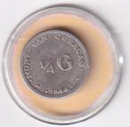 Curacao 1/4 Gulden 1944 met rand deukje, Postzegels en Munten, Munten | Nederland, Verzenden, Zilver, 25 cent, Koningin Wilhelmina
