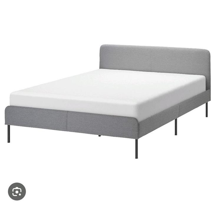 Bed ikea 140x200 slattum, Huis en Inrichting, Slaapkamer | Bedden, Tweepersoons, 140 cm, Metaal, Grijs, Ophalen