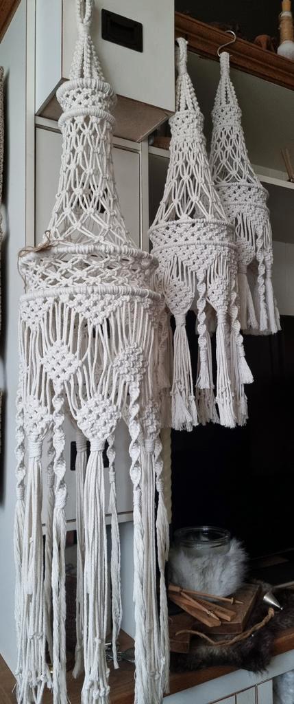 Handgemaakte Macramé Bohimian style- Sfeervolle Verlichting, Huis en Inrichting, Lampen | Kroonluchters, Nieuw, Overige materialen