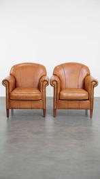 Mooie set van 2 rundleren fauteuils/ armchairs, Huis en Inrichting, Fauteuils, Ophalen, Gebruikt, ., Klassiek