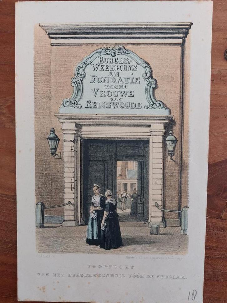 7 / Burger Weeshuis en Fundatie van Renswoude in Den Haag, Antiek en Kunst, Kunst | Litho's en Zeefdrukken, Ophalen of Verzenden