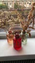 3x glazen vaasjes herfstkleuren, Ophalen, Overige kleuren, Minder dan 50 cm, Glas