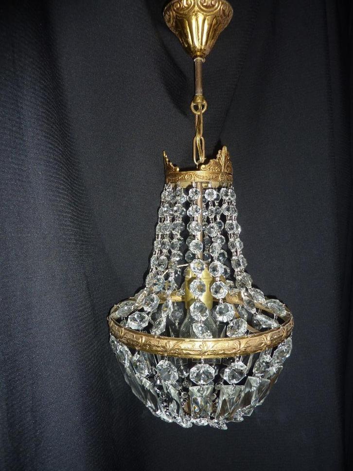 zakkroon, Huis en Inrichting, Lampen | Kroonluchters, Gebruikt, Glas, Metaal, Ophalen of Verzenden