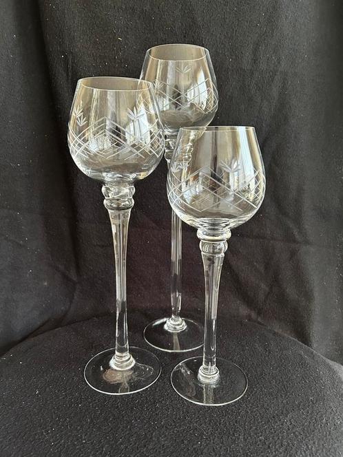 3 hoge kristallen glazen, Antiek en Kunst, Antiek | Glas en Kristal, Ophalen