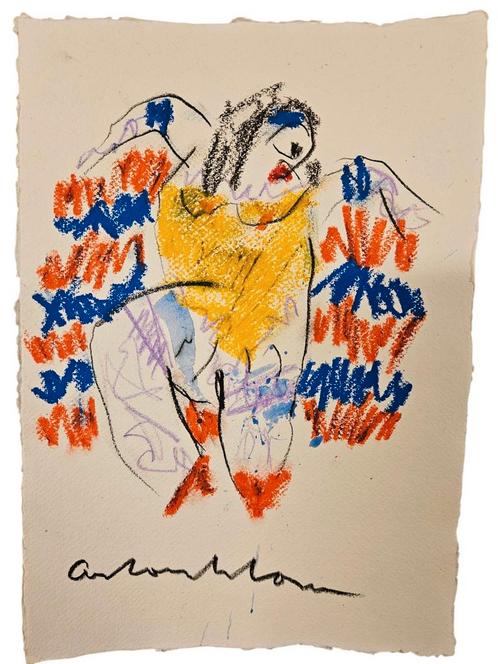 Anton Heyboer Danseres op molen papier, Antiek en Kunst, Kunst | Schilderijen | Modern, Ophalen of Verzenden