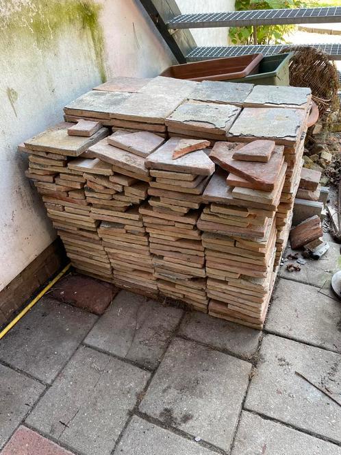 Restpartij Franse plavuizen, Doe-het-zelf en Verbouw, Vloerdelen en Plavuizen, Gebruikt, Plavuizen, Steen of Klei, Minder dan 50 cm