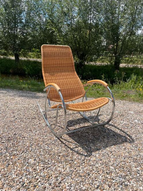 Vintage rotan design schommelstoel seventies ROHE, Huis en Inrichting, Fauteuils, Ophalen of Verzenden