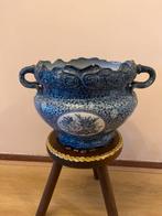 Blauwe aardewerk bloempot met oren, Ophalen of Verzenden