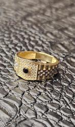 Prachtige Rolex schakel 14k gouden ring met onyx steen