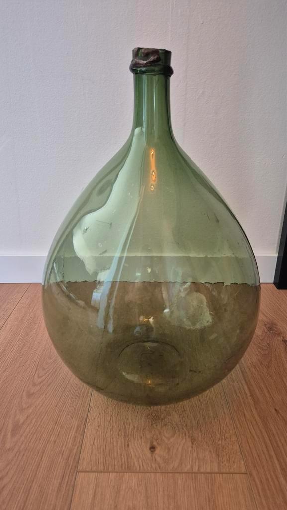 Antieke Gistfles 15L - Decoratie, Huis en Inrichting, Woonaccessoires | Vazen, Gebruikt, Groen, Minder dan 50 cm, Glas, Ophalen