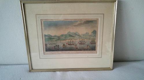 Vloot 3-masters voor Dominica. Kopergravure uit ca. 1850 !!, Antiek en Kunst, Kunst | Etsen en Gravures, Ophalen of Verzenden