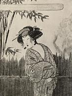 Japans tafereel 1910 Shunti - Oude boekdruk 1910, Antiek en Kunst, Ophalen of Verzenden