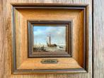 Klein schilderij, meer met platbodems, J.H. de Jong, Antiek en Kunst, Kunst | Schilderijen | Klassiek, Ophalen of Verzenden