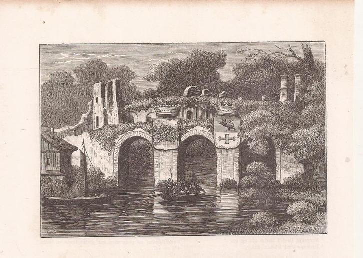 Zutphen Berkelpoort over de Berkel Houtgravure 19e eeuw, Antiek en Kunst, Kunst | Etsen en Gravures, Ophalen of Verzenden
