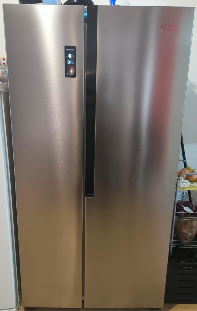 Etna Amerikaanse koelkast RVS, Witgoed en Apparatuur, Koelkasten en IJskasten, Zo goed als nieuw, Met aparte vriezer, 200 liter of meer