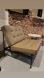Artifort 416 fauteuil zwart frame en santos hout, stone leer, Nieuw, Hout, 75 tot 100 cm, 50 tot 75 cm