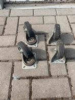 set zwenkwielen zwart 100mm 2x bokwiel 2x zwenk met rem, Ophalen of Verzenden, Gebruikt