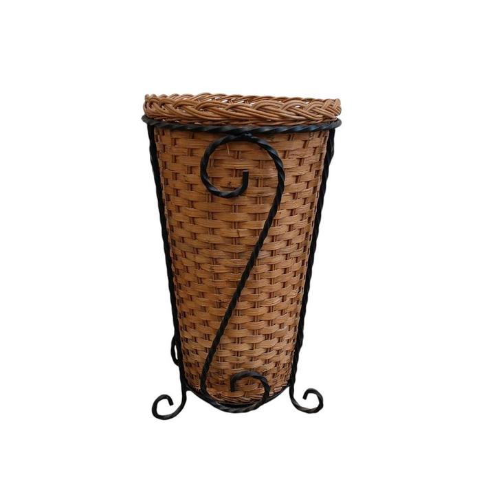 Vintage paraplubak, (smeed) ijzer en riet, Huis en Inrichting, Woonaccessoires | Paraplubakken, Gebruikt, Overige materialen, Ophalen of Verzenden