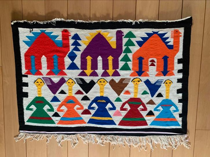 Antiek handgeweven wandkleed Folk art, Antiek en Kunst, Antiek | Kleden en Textiel, Ophalen of Verzenden