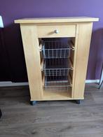 Keukentrolley hout, Ophalen, Gebruikt, Bruin, 50 tot 100 cm