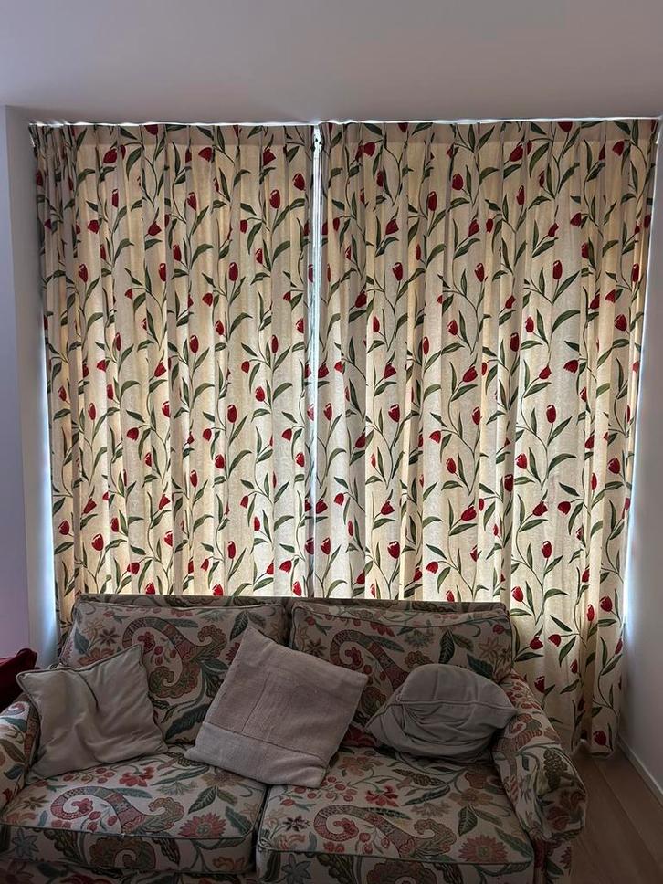 4 gordijnen A kwaliteit design en gevoerd, Huis en Inrichting, Stoffering | Gordijnen en Lamellen, Gebruikt, 200 cm of meer, 100 tot 150 cm