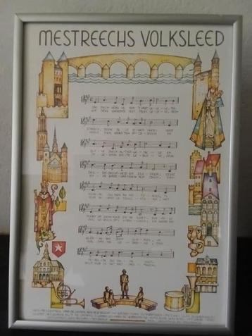 Mestreechs Volksleed In mooie zilverkl. Lijst 22 x 30,5 cm beschikbaar voor biedingen