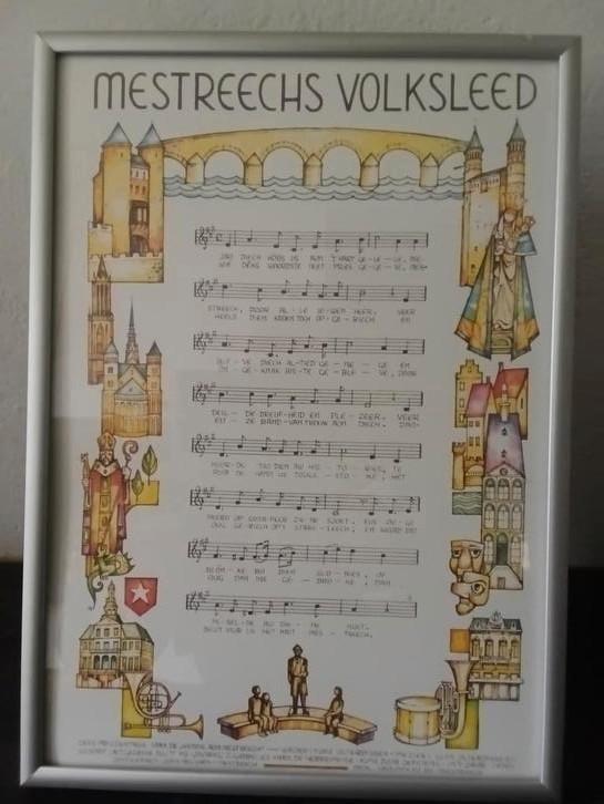 Mestreechs Volksleed In mooie zilverkl. Lijst 22 x 30,5 cm, Huis en Inrichting, Woonaccessoires | Lijsten, Zo goed als nieuw, Minder dan 50 cm