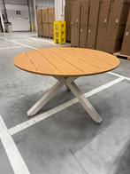 Aluminium tuintafel D120cm teaklook, Ophalen, Nieuw, Rond, Aluminium