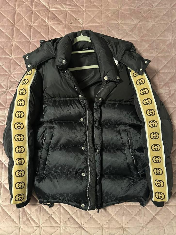 GG Jacquard Nylon Padded Coat (SIZE46), Kleding | Heren, Jassen | Winter, Nieuw, Maat 52/54 (L), Zwart, Ophalen of Verzenden