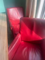 5 Rode Leren Eetkamerstoelen, Huis en Inrichting, Fauteuils, Ophalen, Gebruikt, Minder dan 75 cm, Leer