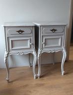 Twee unieke nachtkastjes met marmeren blad, Huis en Inrichting, Slaapkamer | Nachtkastjes, Gebruikt, Minder dan 45 cm, Ophalen of Verzenden