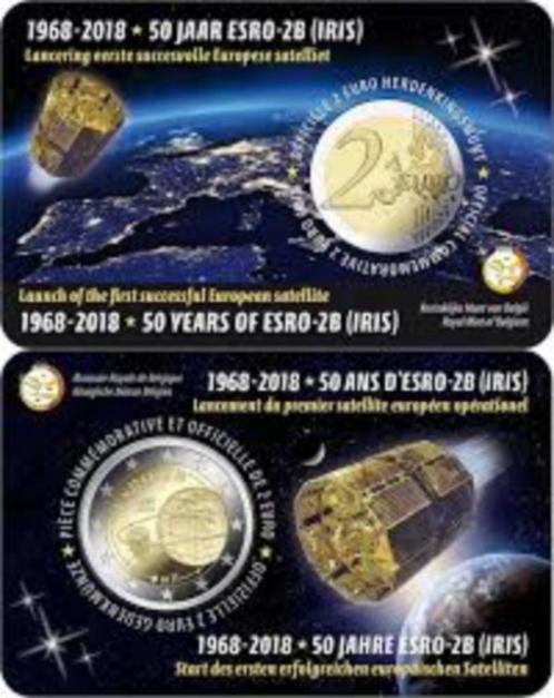 2 Euro Belgie 2018 - Satelliet ESRO-2B - BU Coincard FR / NL, Postzegels en Munten, Munten | Europa | Euromunten, Losse munt, 2 euro