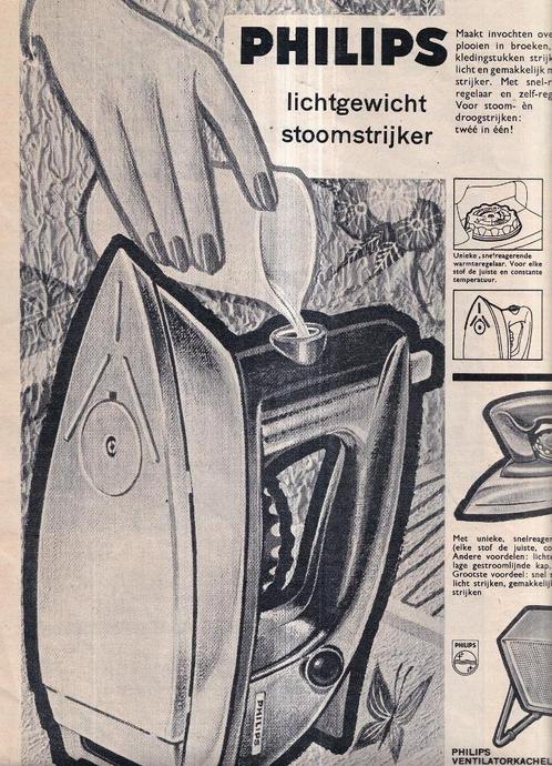 Retro reclame 1960 Philips strijkijzer ventilatorkachel, Verzamelen, Retro, Huis en Inrichting, Ophalen of Verzenden