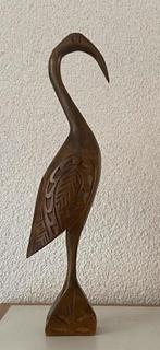 Antiek/vintage beeldje houten vogel, houtsnijwerk Indonesië, Ophalen of Verzenden